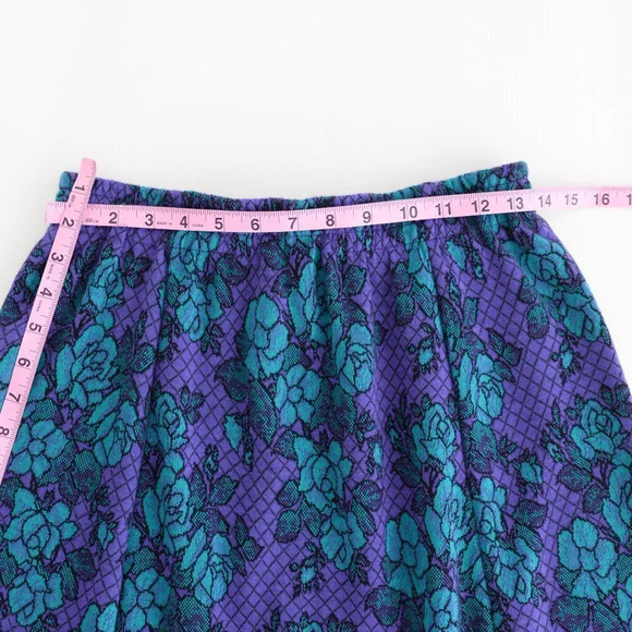 Vintage Cricket Lane Purple & Teal Floral Midi Skirt  Small - Picture 6 of 14